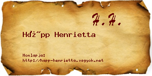 Hápp Henrietta névjegykártya