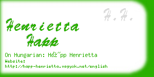 henrietta happ business card